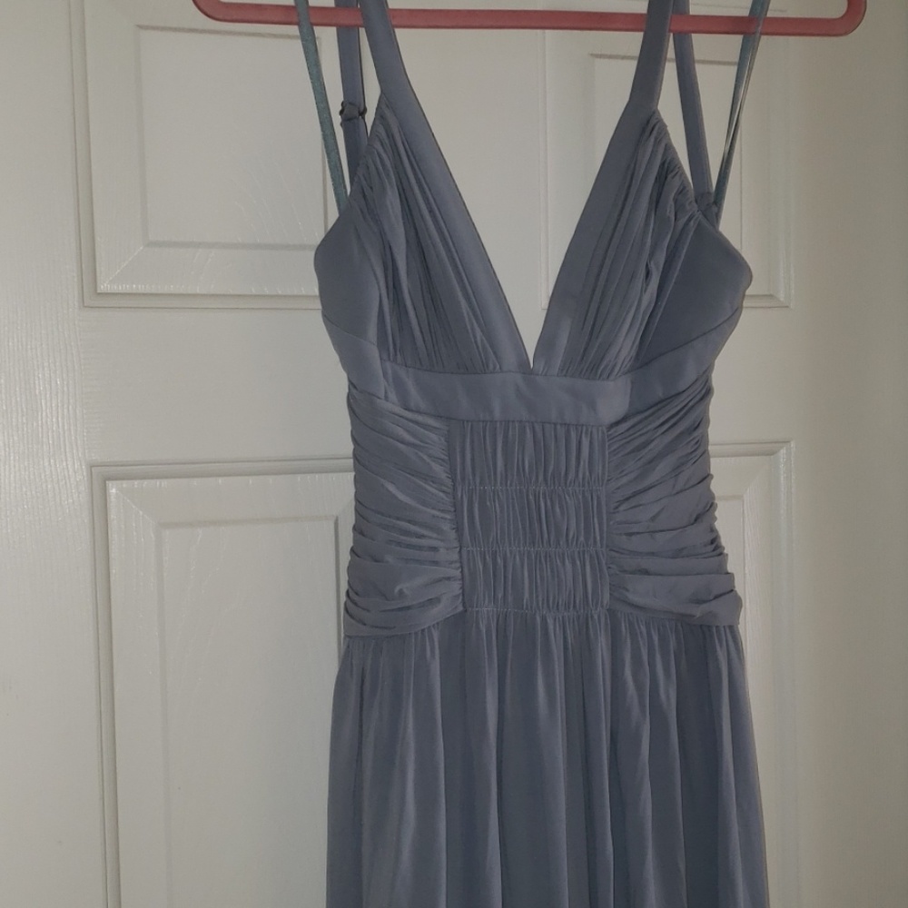 Bcbgmaxazria empire waist baby blue flowy lined soft maxi  gown